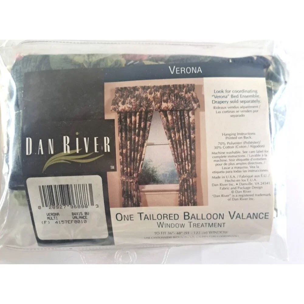 NEW Vintage Tailored Balloon Valance Verona Dan River Pink Floral Rose 84x15